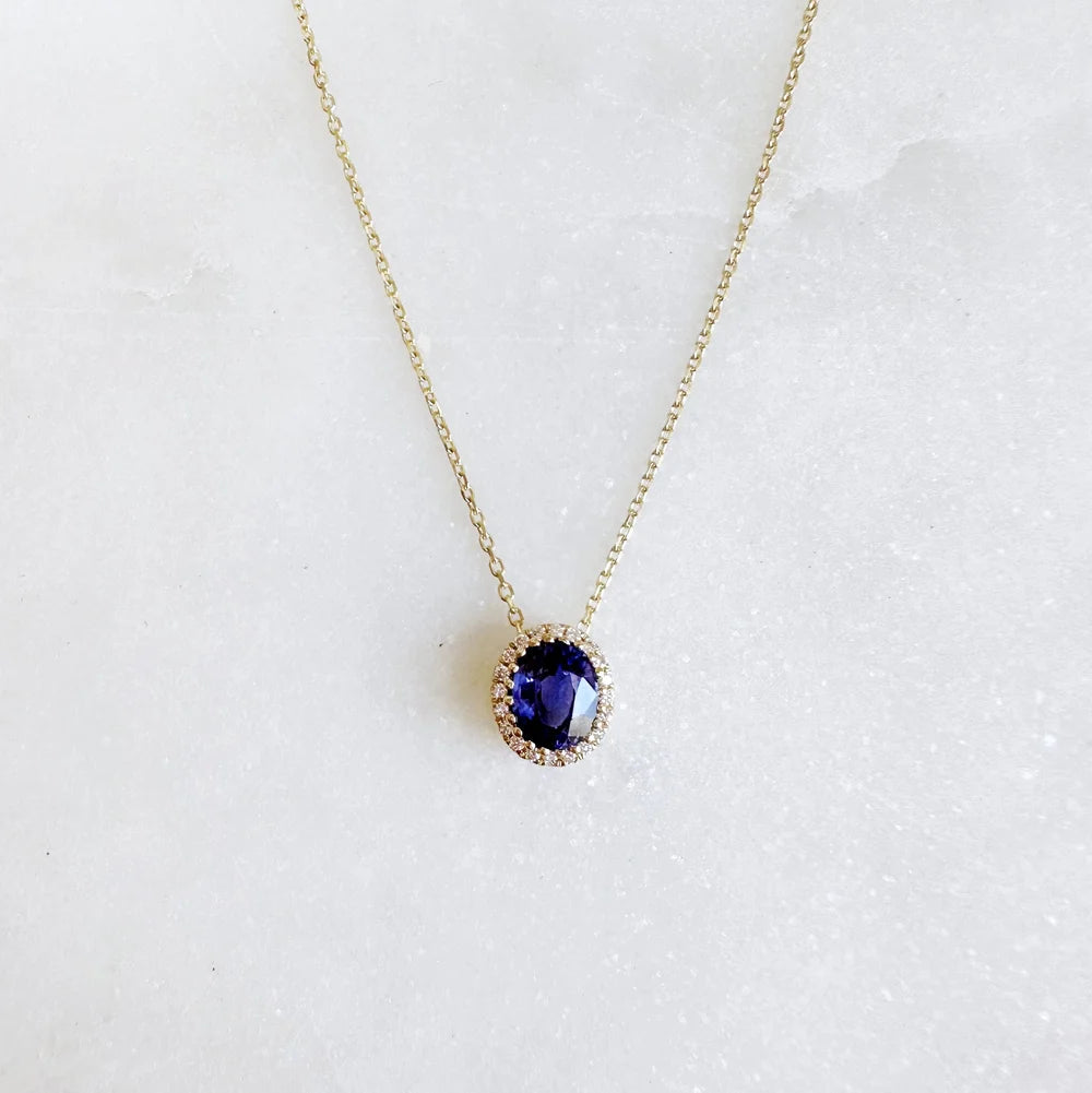 18K Floating Blue Sapphire and Diamond Pendant