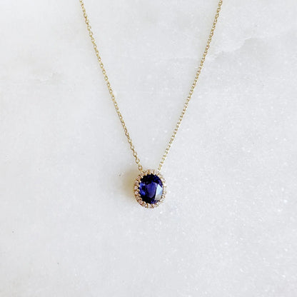 18K Floating Blue Sapphire and Diamond Pendant