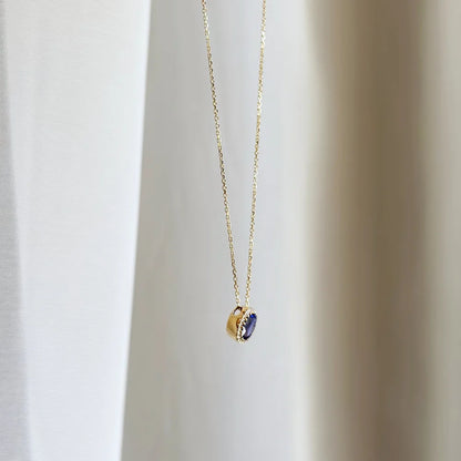 18K Floating Blue Sapphire and Diamond Pendant