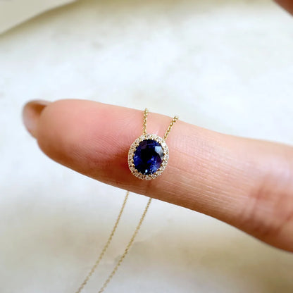 18K Floating Blue Sapphire and Diamond Pendant