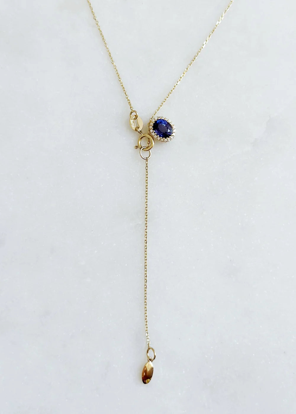 18K Floating Blue Sapphire and Diamond Pendant