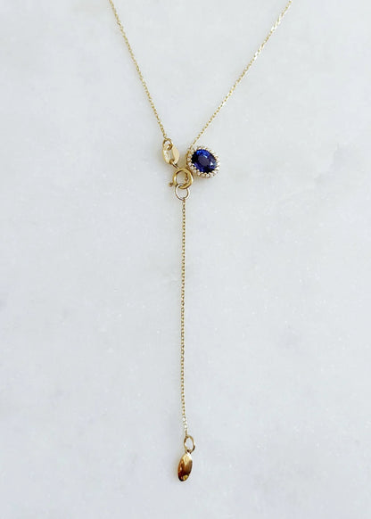 18K Floating Blue Sapphire and Diamond Pendant