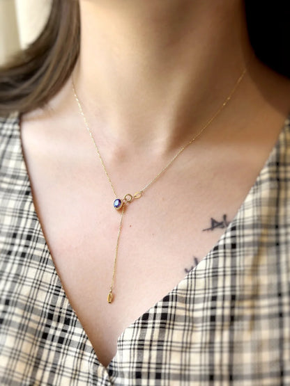 18K Floating Blue Sapphire and Diamond Pendant
