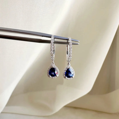 18K Pear Shaped Sapphire Hoop Earring