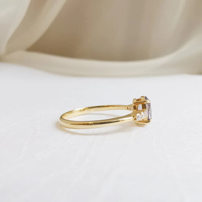 18K Metallic Orb Grey Spinel and Diamond Ring