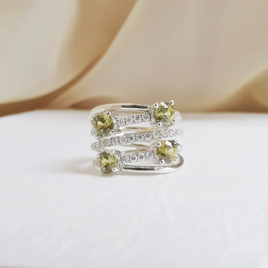 The Warped and Wrapped Demantoid Garnet Ring