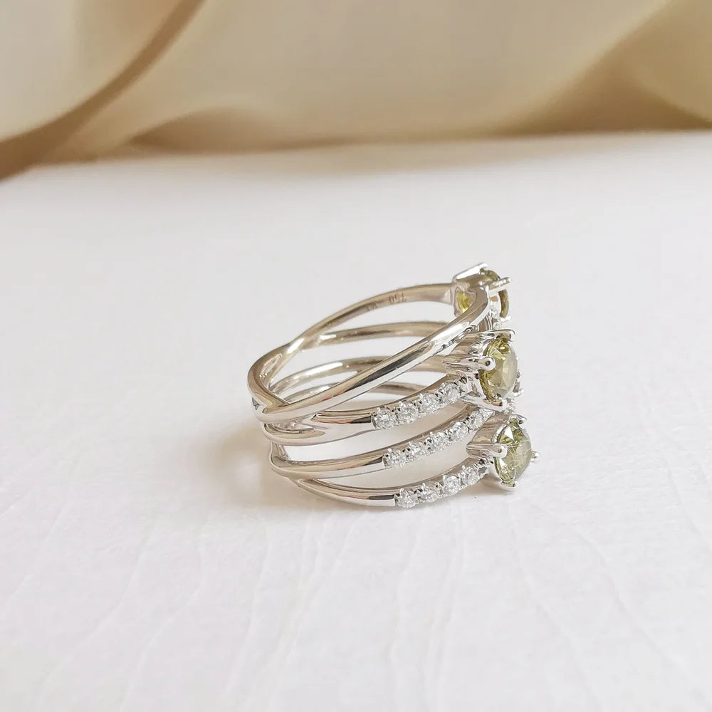 The Warped and Wrapped Demantoid Garnet Ring