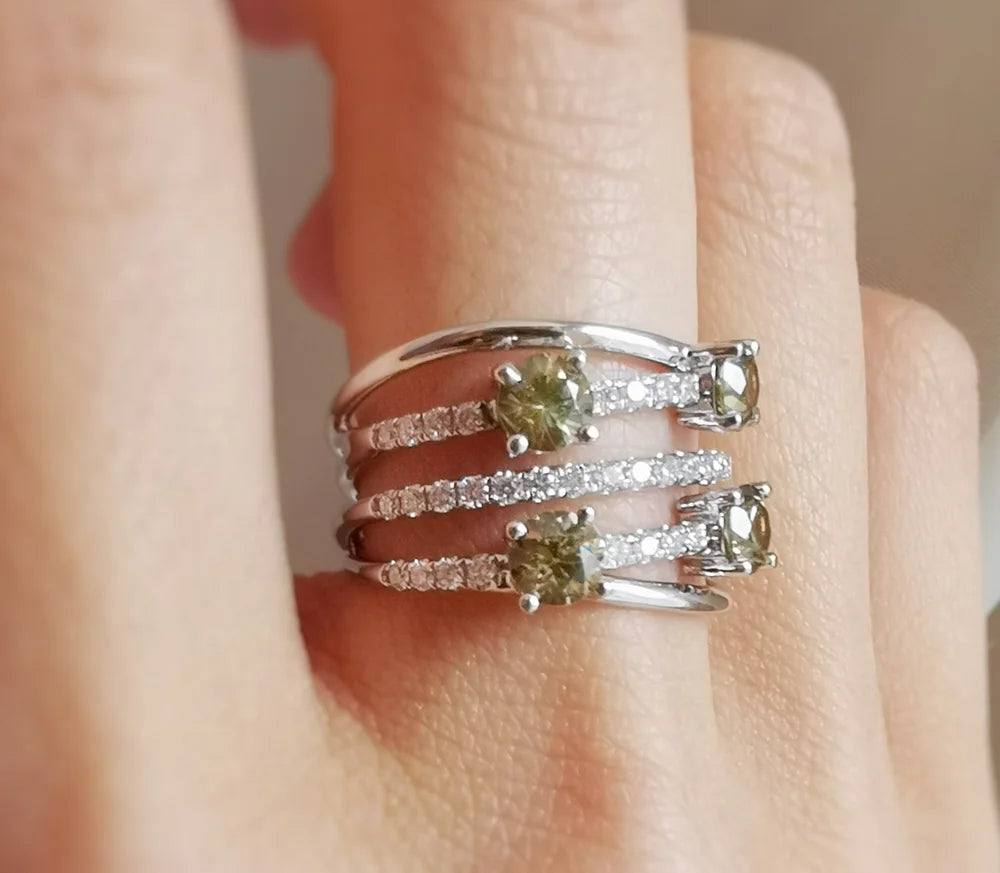 The Warped and Wrapped Demantoid Garnet Ring