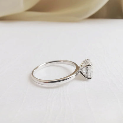 14K "The High Point" Oval Moissanite & Diamond Ring