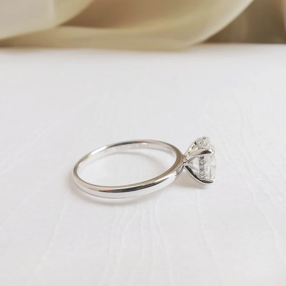 18K "The High Point" Oval Moissanite & Diamond Ring