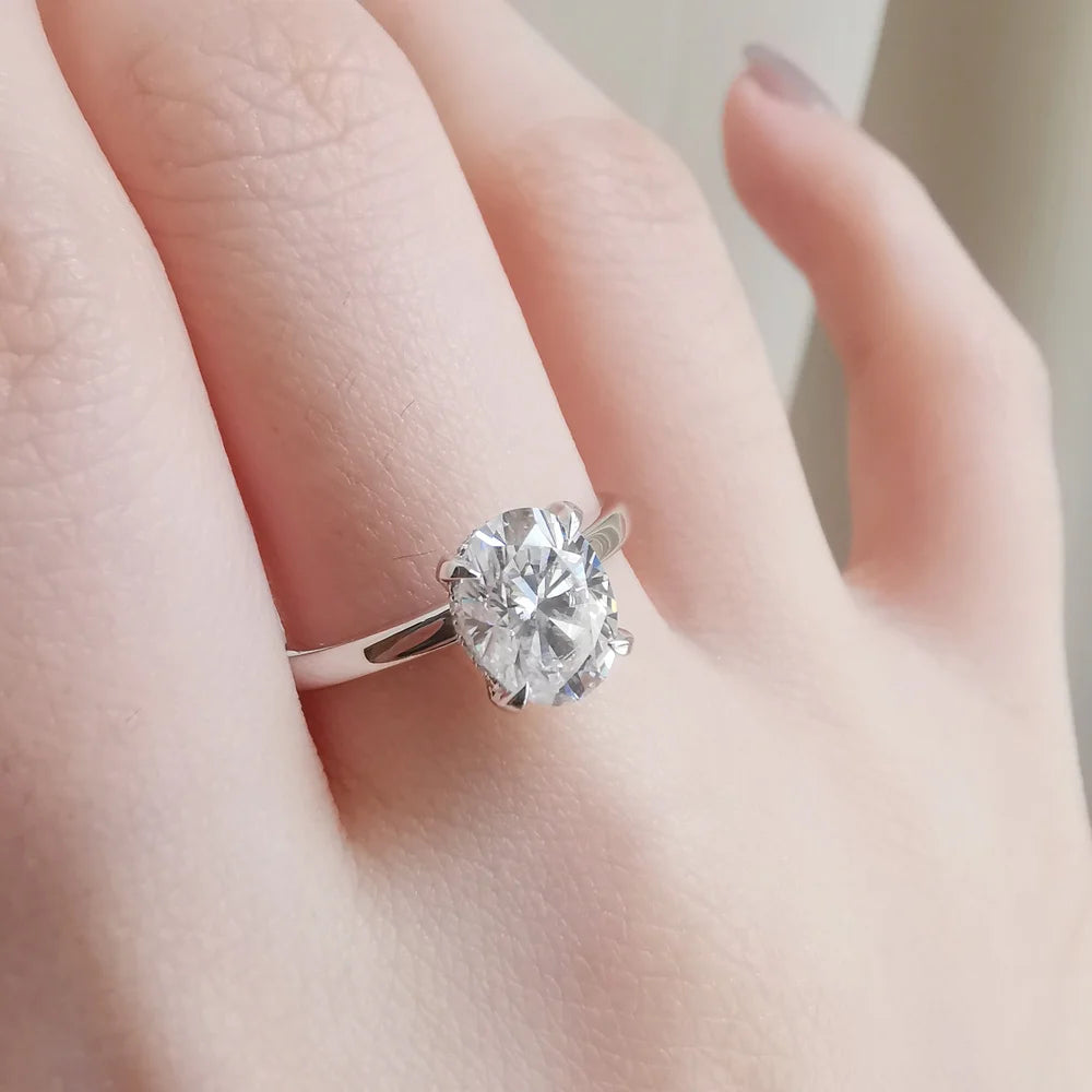 14K "The High Point" Oval Moissanite & Diamond Ring