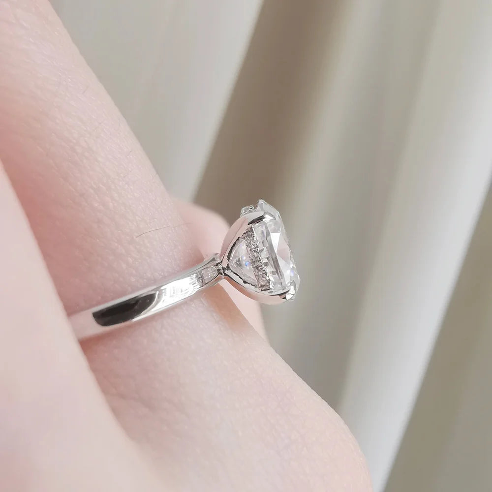 14K "The High Point" Oval Moissanite & Diamond Ring