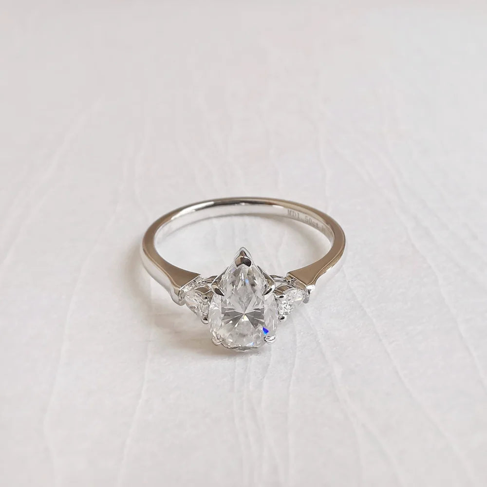 18K "The Trilogy" Pear Moissanite Ring