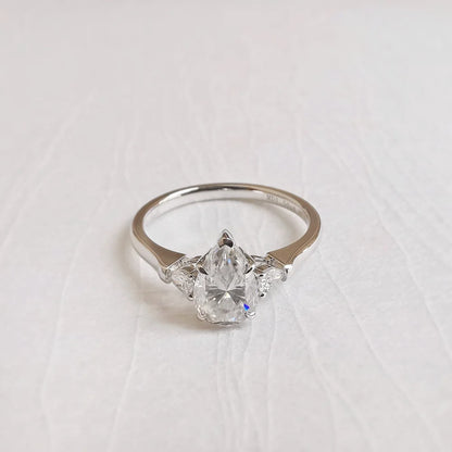 18K "The Trilogy" Pear Moissanite Ring