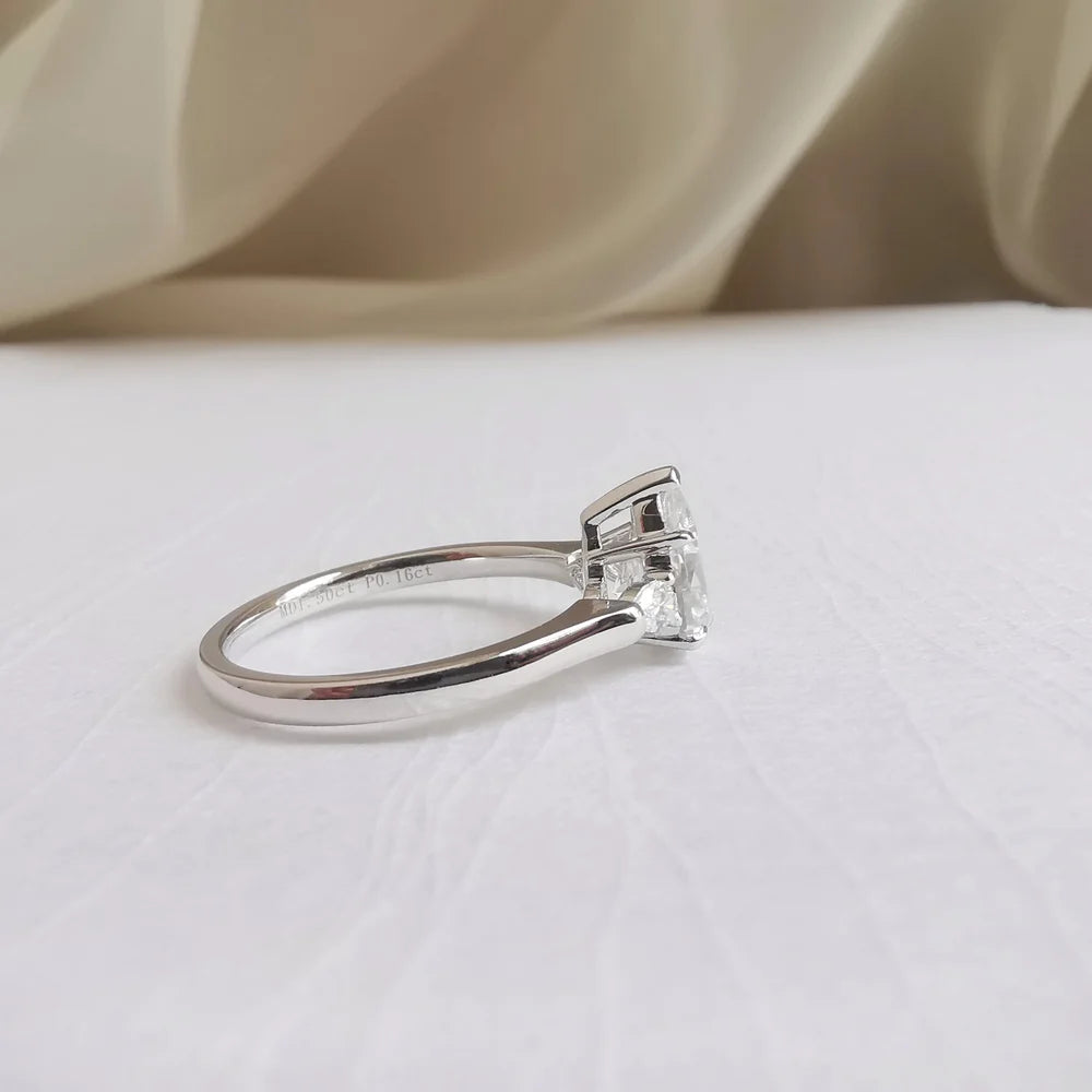 18K "The Trilogy" Pear Moissanite Ring
