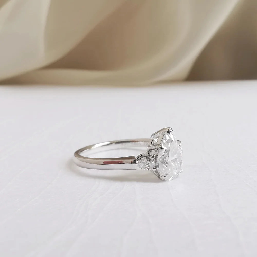 18K "The Trilogy" Pear Moissanite Ring