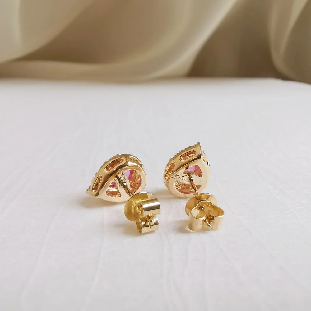 Pink Pear Sapphire Studs