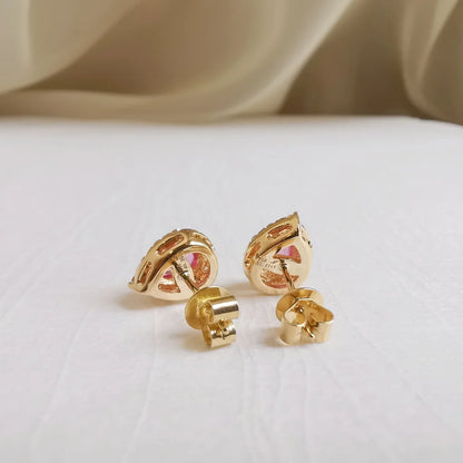 Pink Pear Sapphire Studs