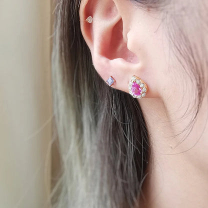 Pink Pear Sapphire Studs