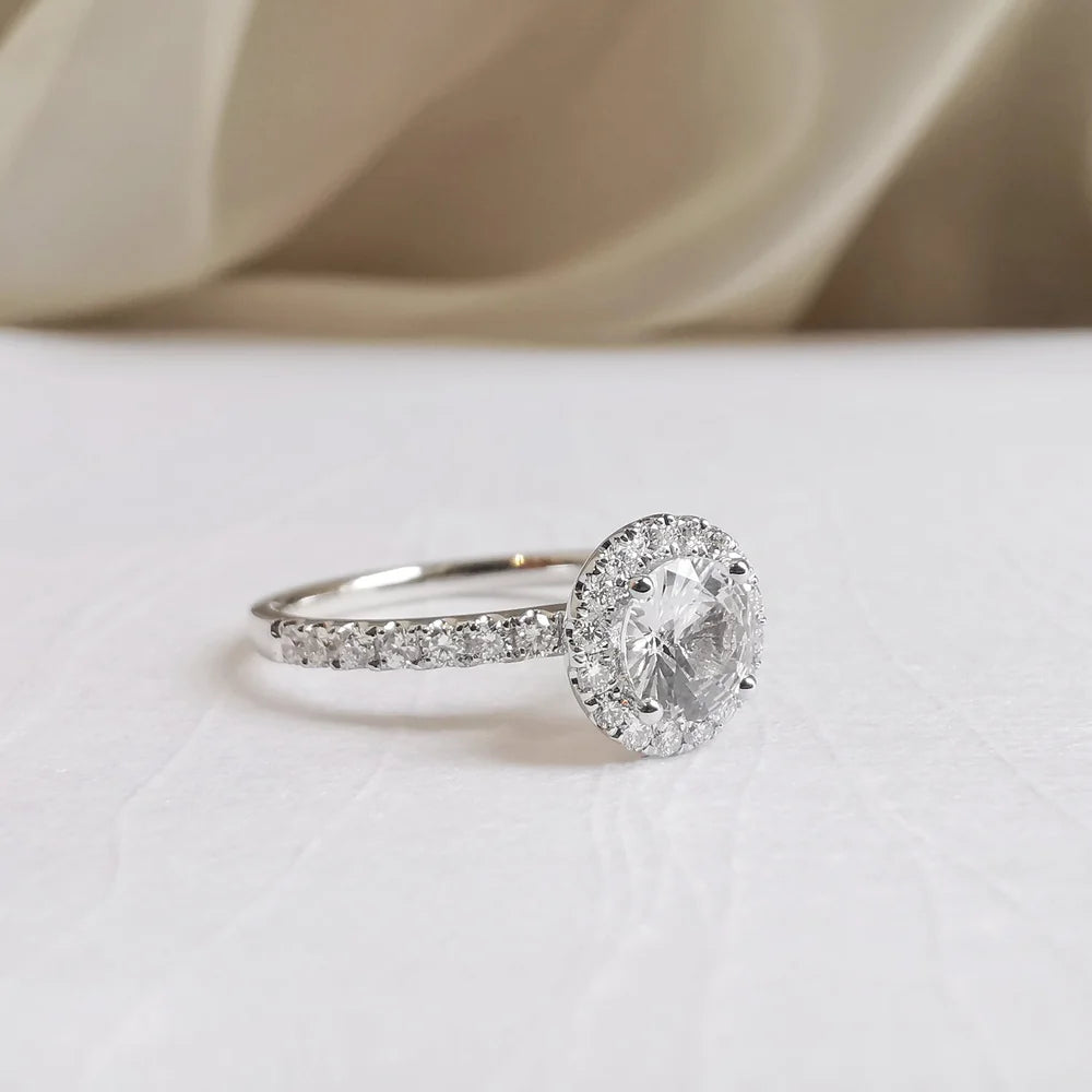 White Sapphire Halo Ring