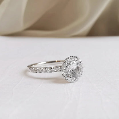 White Sapphire Halo Ring