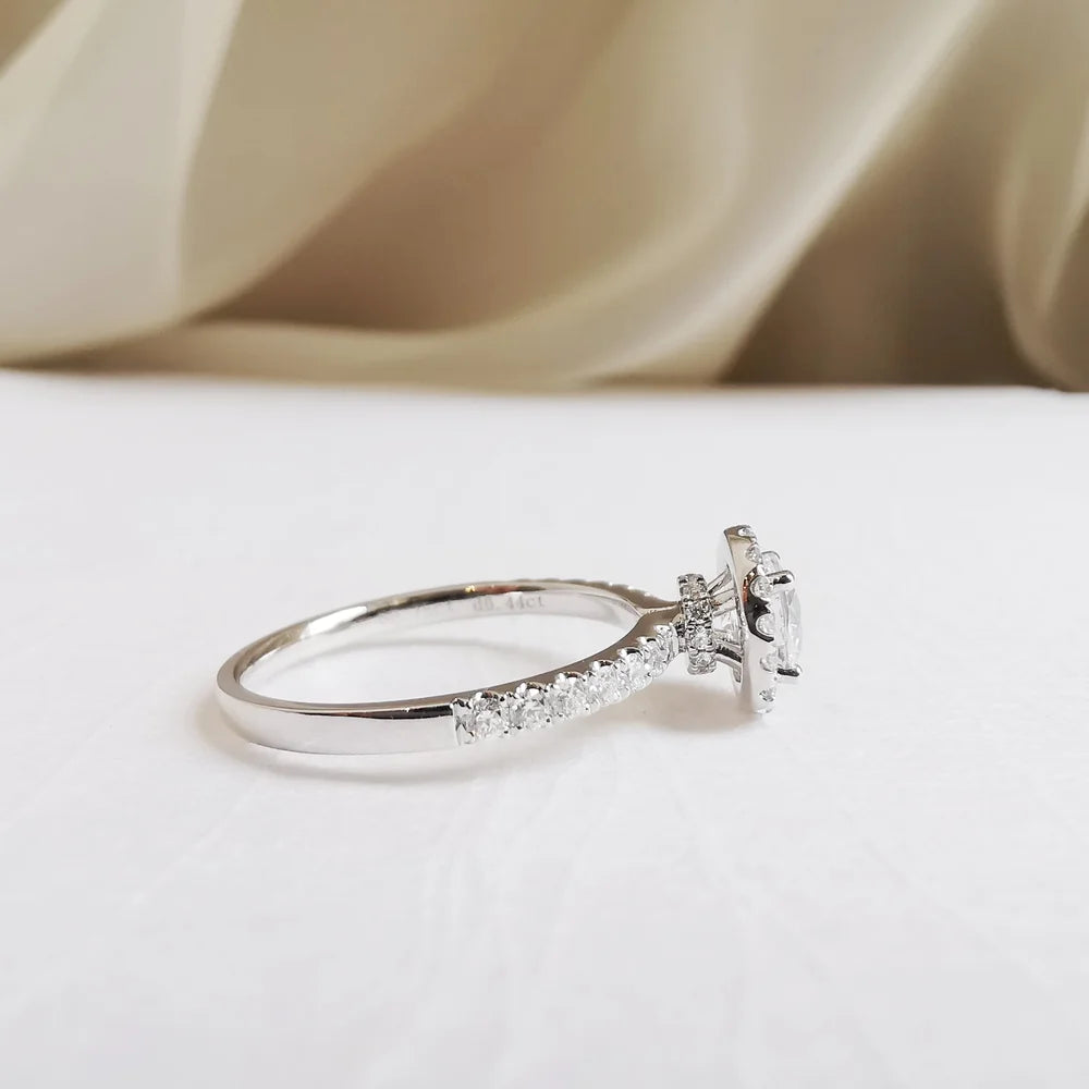 White Sapphire Halo Ring