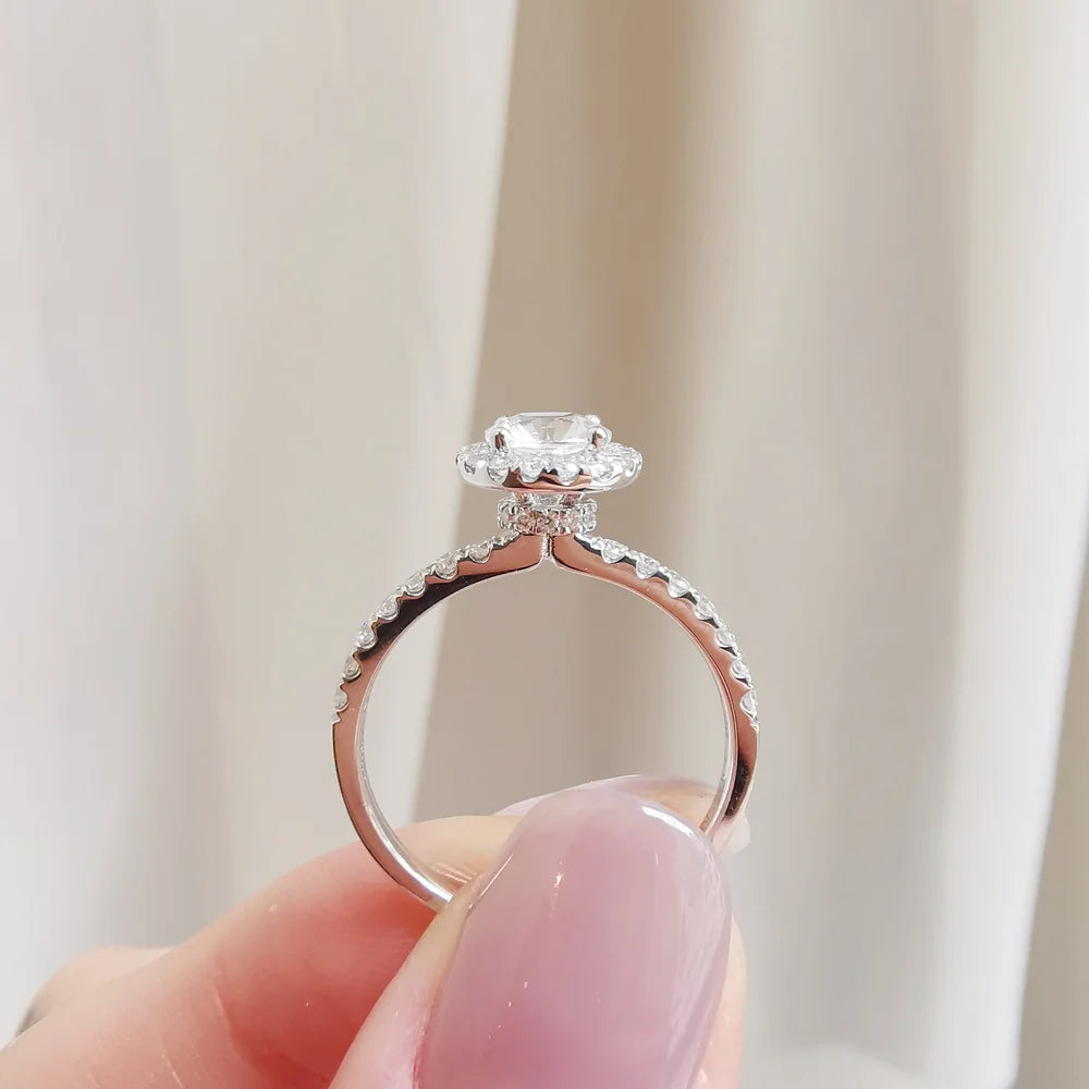 White Sapphire Halo Ring