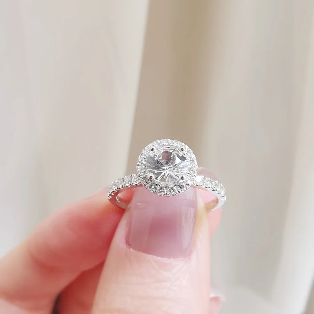 White Sapphire Halo Ring
