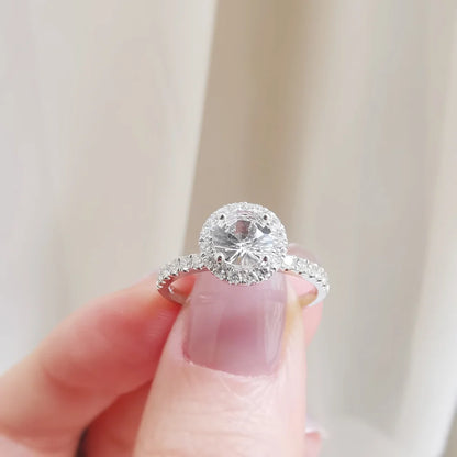 White Sapphire Halo Ring