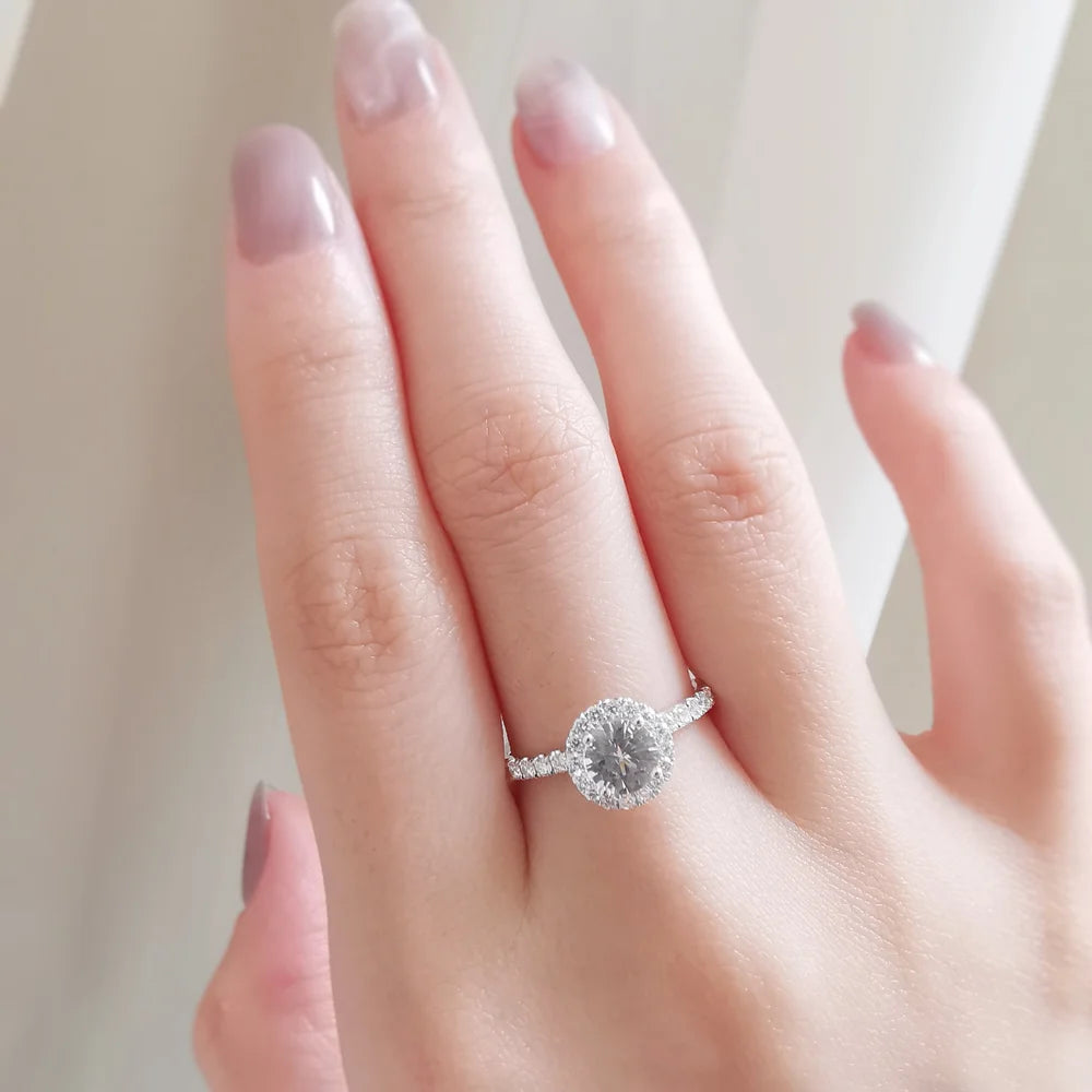 White Sapphire Halo Ring
