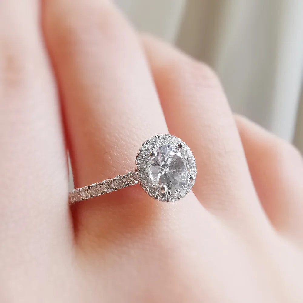 White Sapphire Halo Ring