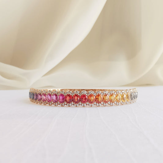 Multi-sapphire Bangle 18K Rose Gold