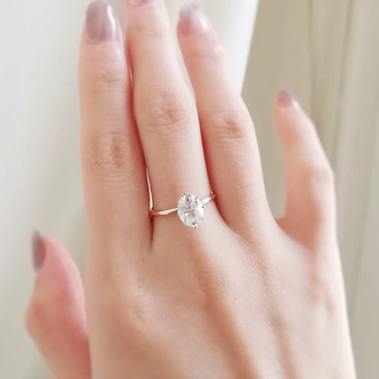 14K "The Diamond Fountain" Oval Moissanite Ring