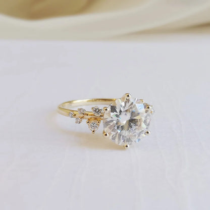 14K "The Gardenia" Moissanite Ring (Round Brilliant & Oval Cut Available)