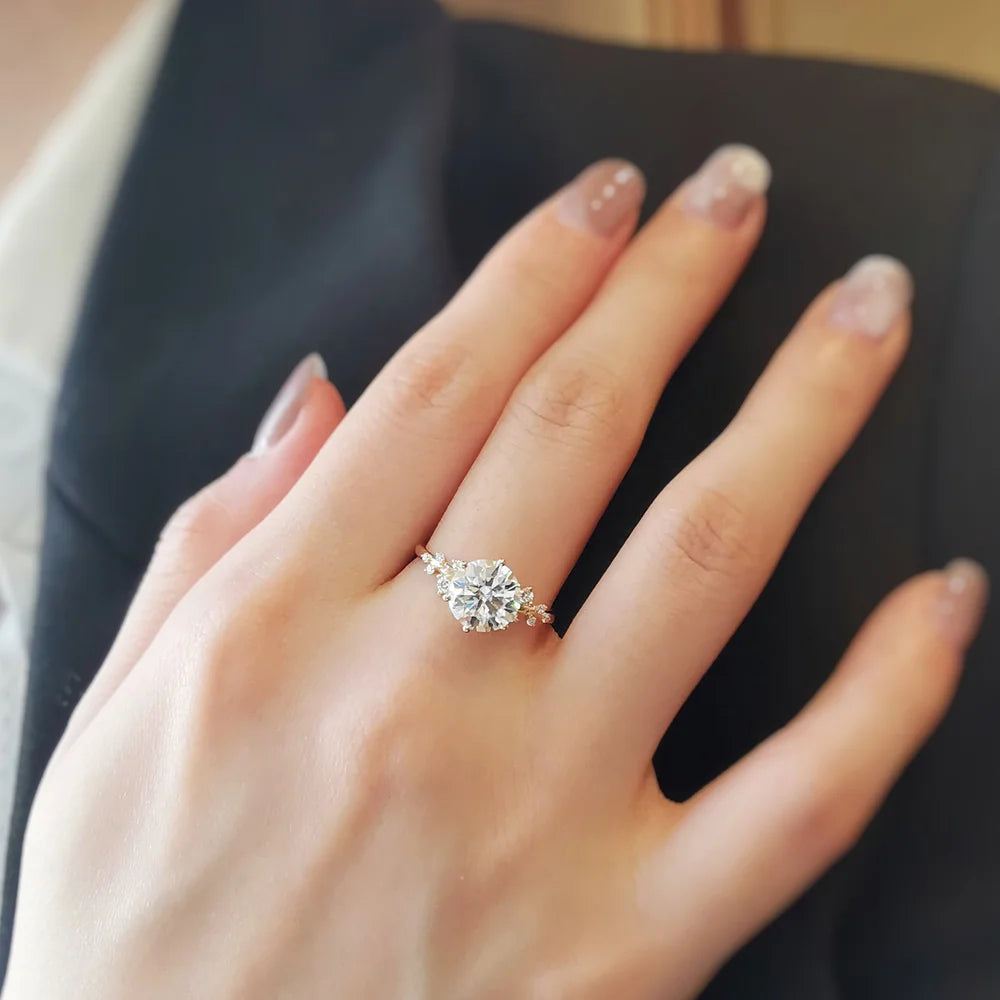 14K "The Gardenia" Moissanite Ring (Round Brilliant & Oval Cut Available)