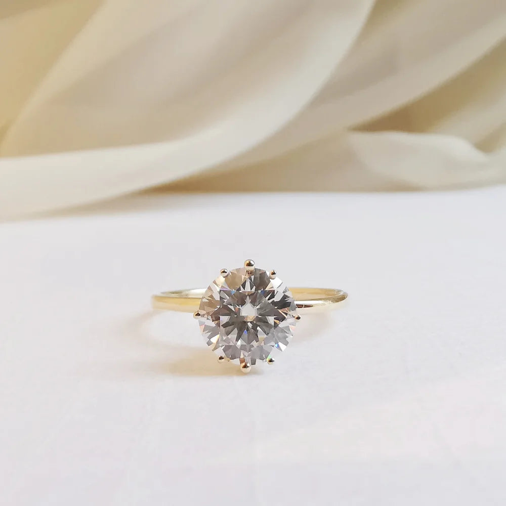 14K "The Diamond Fountain" Round Moissanite Ring