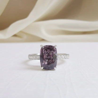 18K Cathedral Black Spinel and Diamond Ring with Citrine