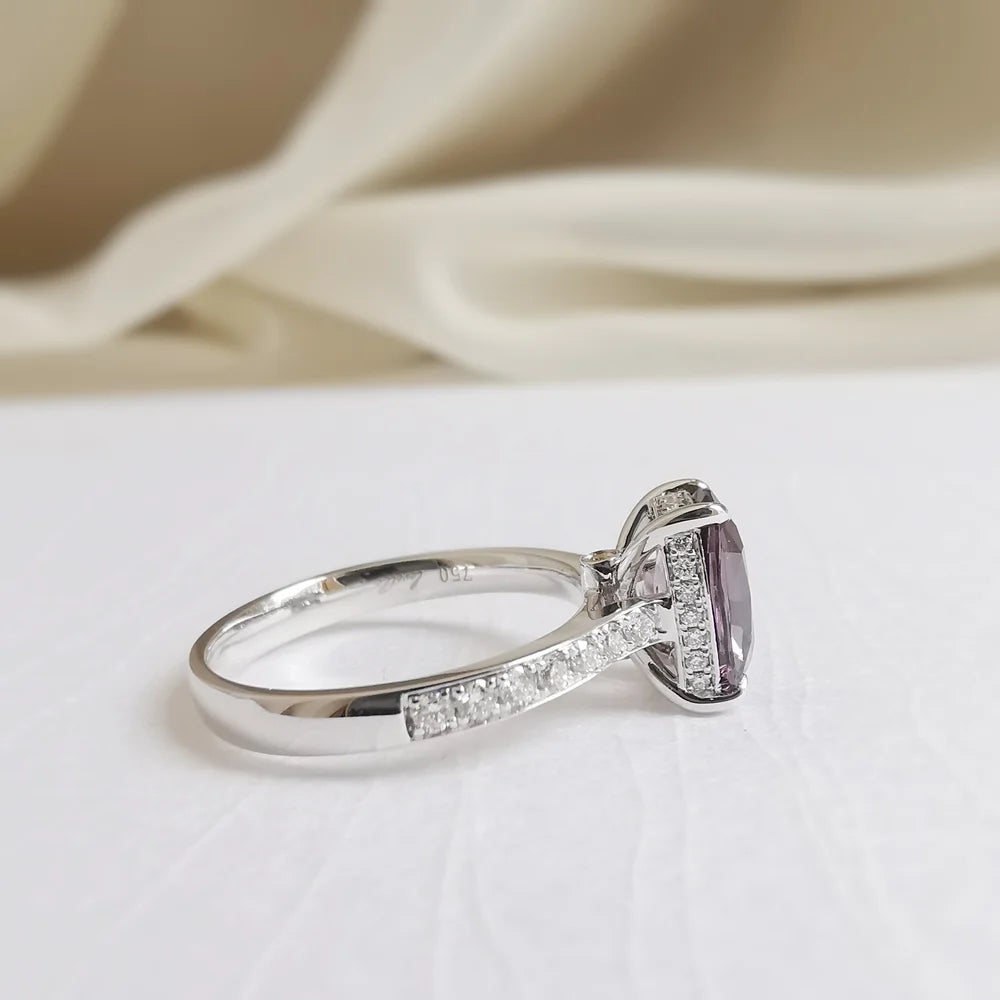 18K Cathedral Black Spinel and Diamond Ring with Citrine