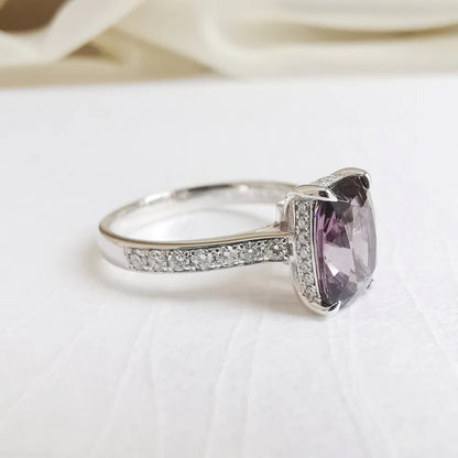 18K Cathedral Black Spinel and Diamond Ring with Citrine