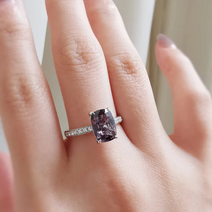 18K Cathedral Black Spinel and Diamond Ring with Citrine