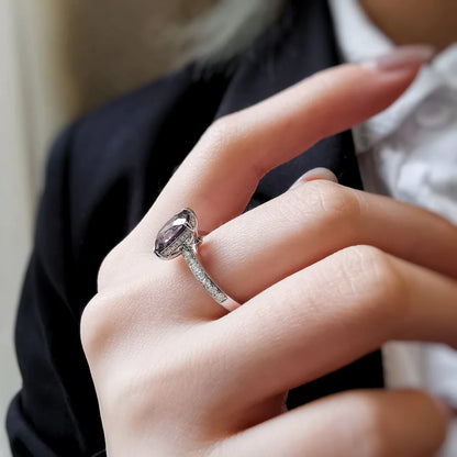 18K Cathedral Black Spinel and Diamond Ring with Citrine