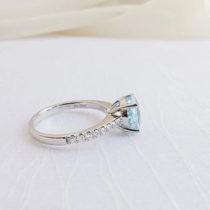 Round Aquamarine Ring