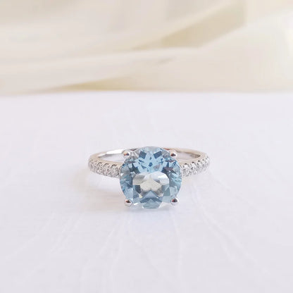 Round Aquamarine Ring
