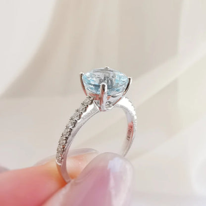 Round Aquamarine Ring