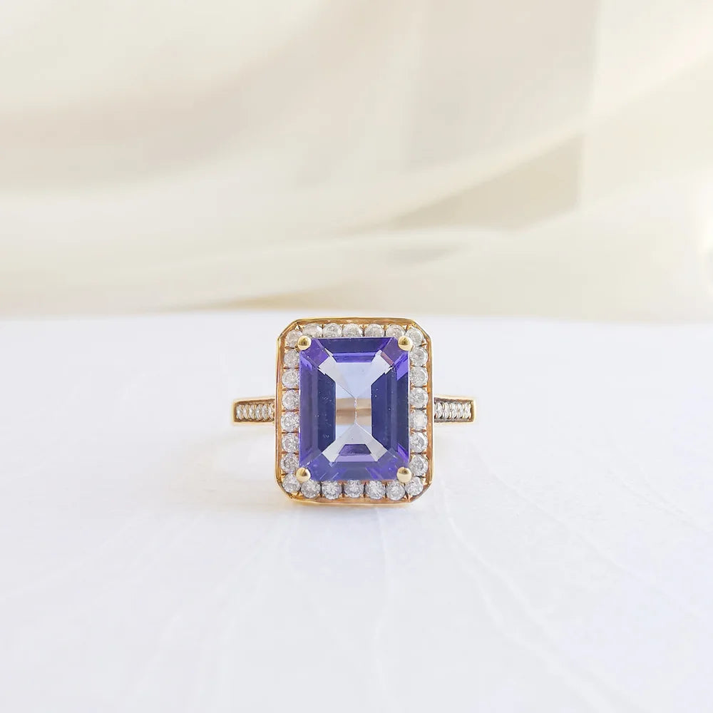 Emerald cut Tanzanite Ring