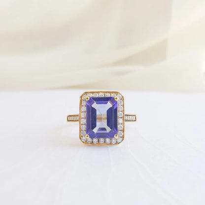 Emerald cut Tanzanite Ring