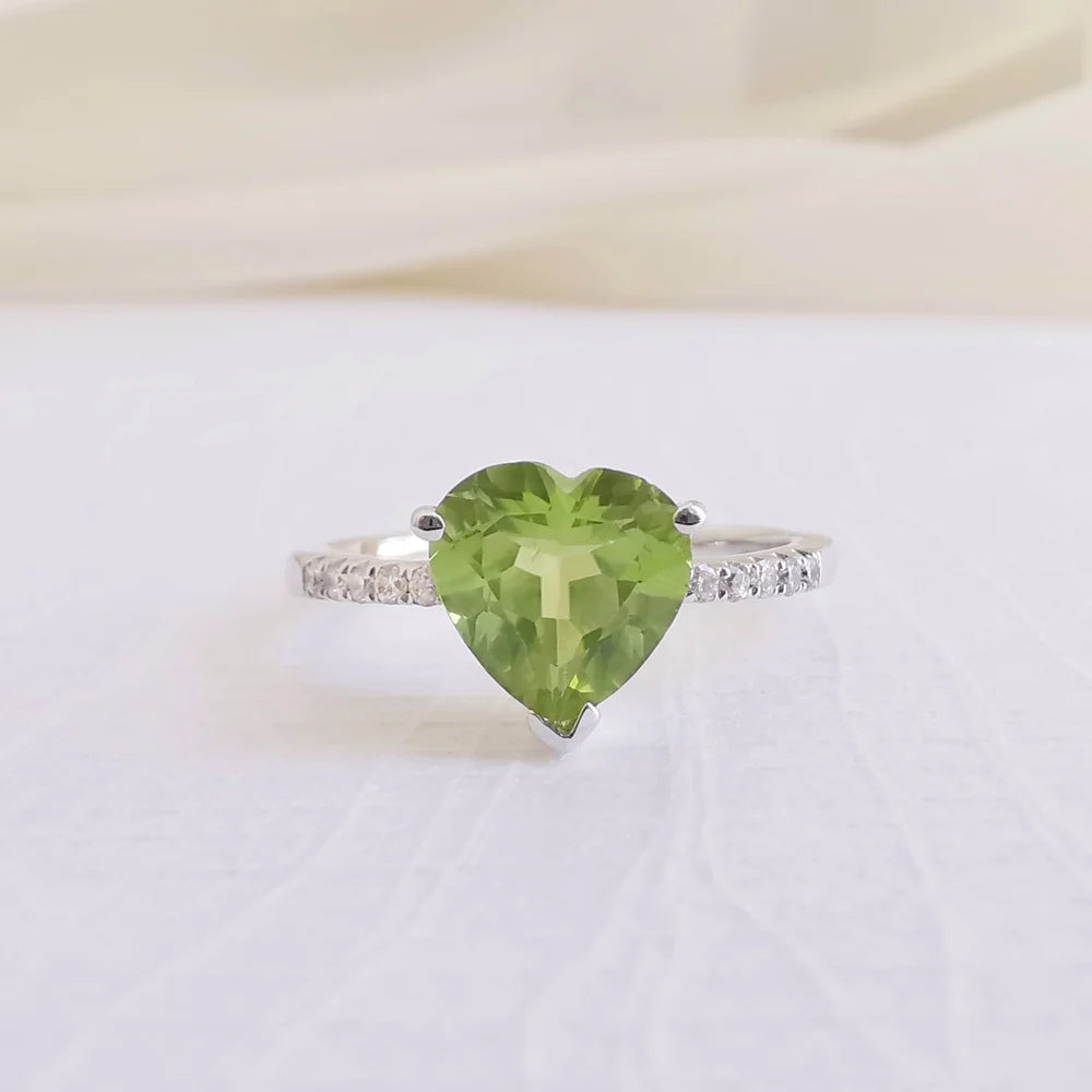 Looking Glass Heart Peridot Ring