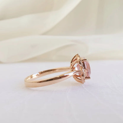 18K Sovereign Cushion Morganite and Diamond Ring