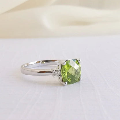 Cushion Peridot Ring