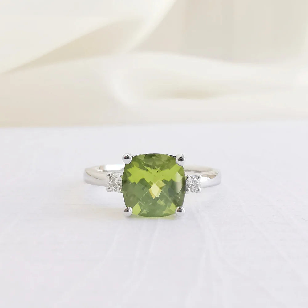Cushion Peridot Ring